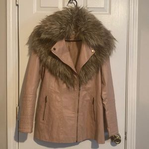 Mauve faux fur faux leather jacket